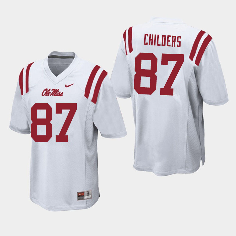 Men #87 Garrett Childers Ole Miss Rebels College Football Jerseys Sale-White